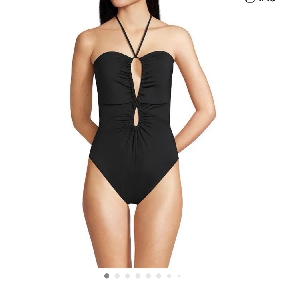 Lands’ End Chlorine Resistant Halter Bandeau Ultra High Leg One Piece Swimsuit